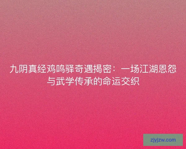 九阴真经鸡鸣驿奇遇揭密：一场江湖恩怨与武学传承的命运交织
