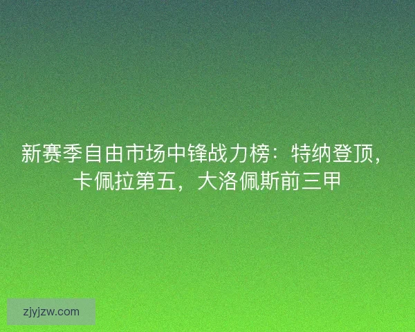 新赛季自由市场中锋战力榜：特纳登顶，卡佩拉第五，大洛佩斯前三甲